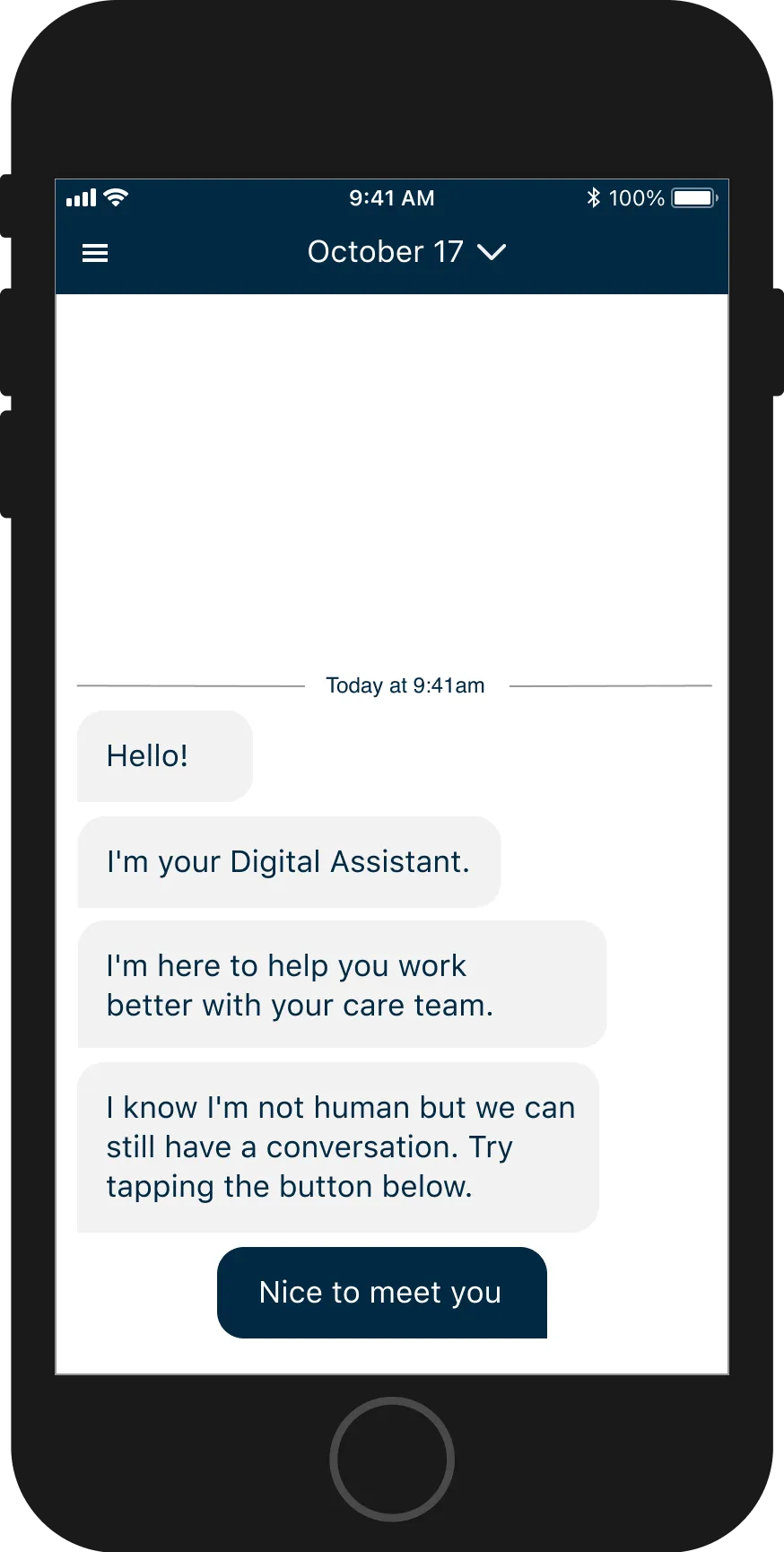 Demo view of the Fora Health app on an iPhone