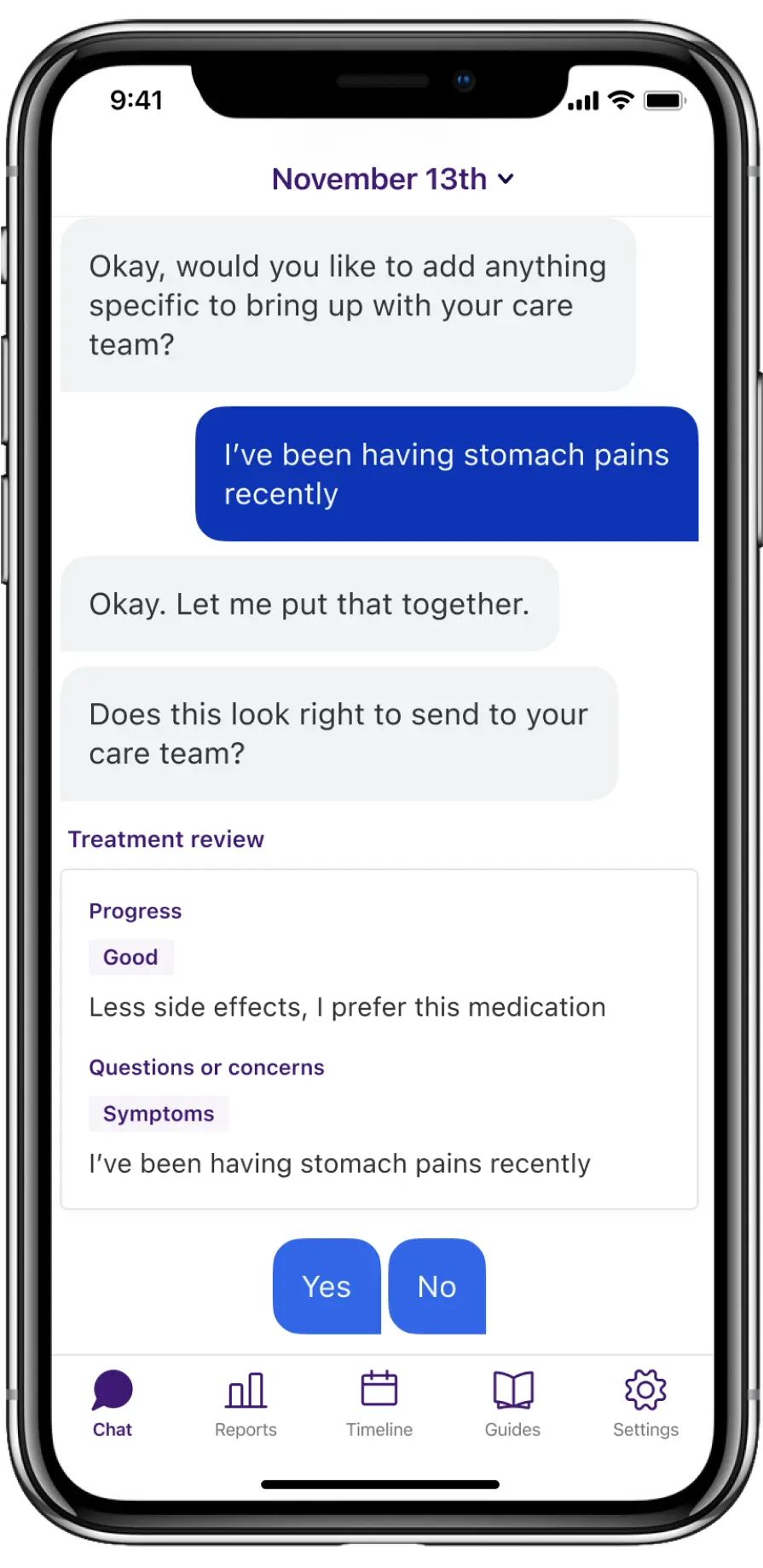 Demo view of the Fora Health app on an iPhone