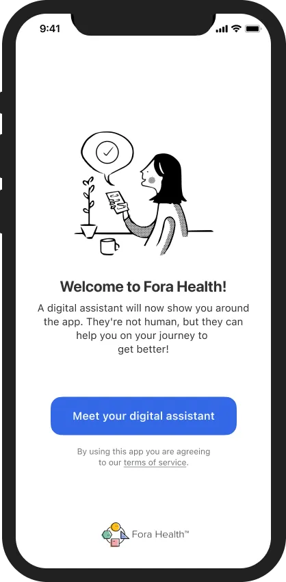 Demo view of the Fora Health app on an iPhone